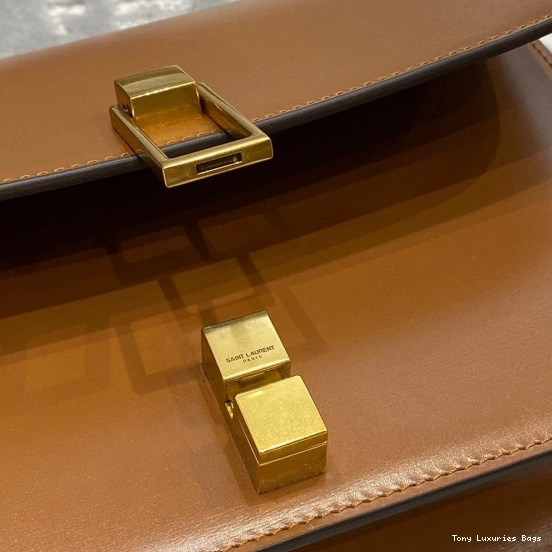 Tony Luxuries IN LEATHER YSL LOULOU CARRE SMOOTH SATCHEL 0726